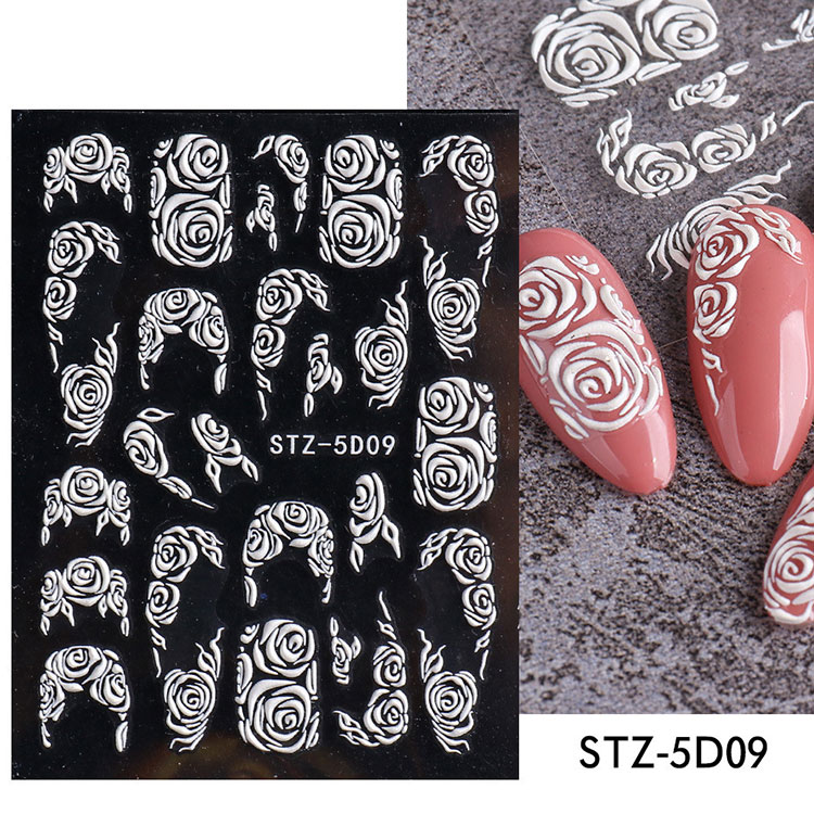 สติ๊กเกอร์ติดเล็บสีขาว 5d
