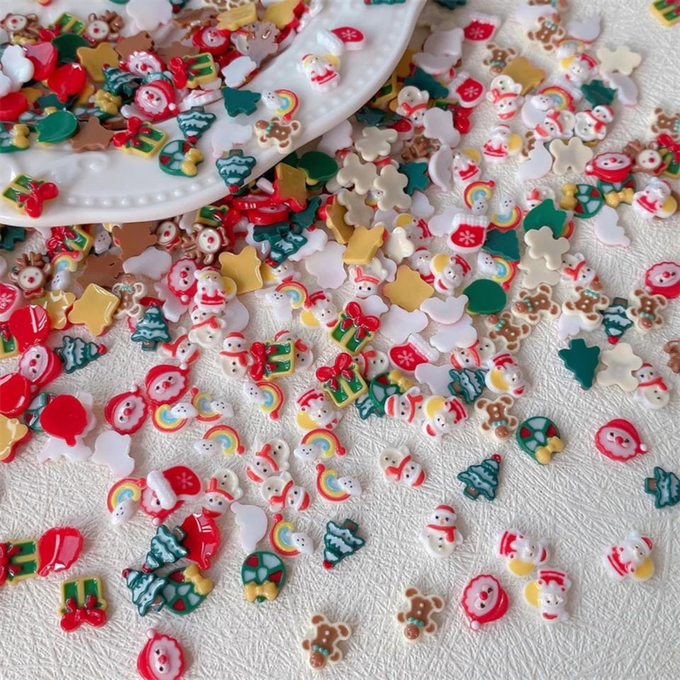 Rhinestones เล็บคริสต์มาส