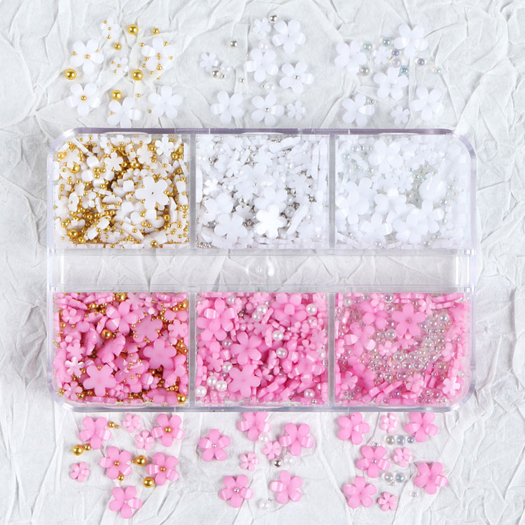 ฤดูใบไม้ผลิอุปกรณ์ทำเล็บ Cherry Blossom กับไข่มุกทำเล็บ DIY ตกแต่งเล็บ